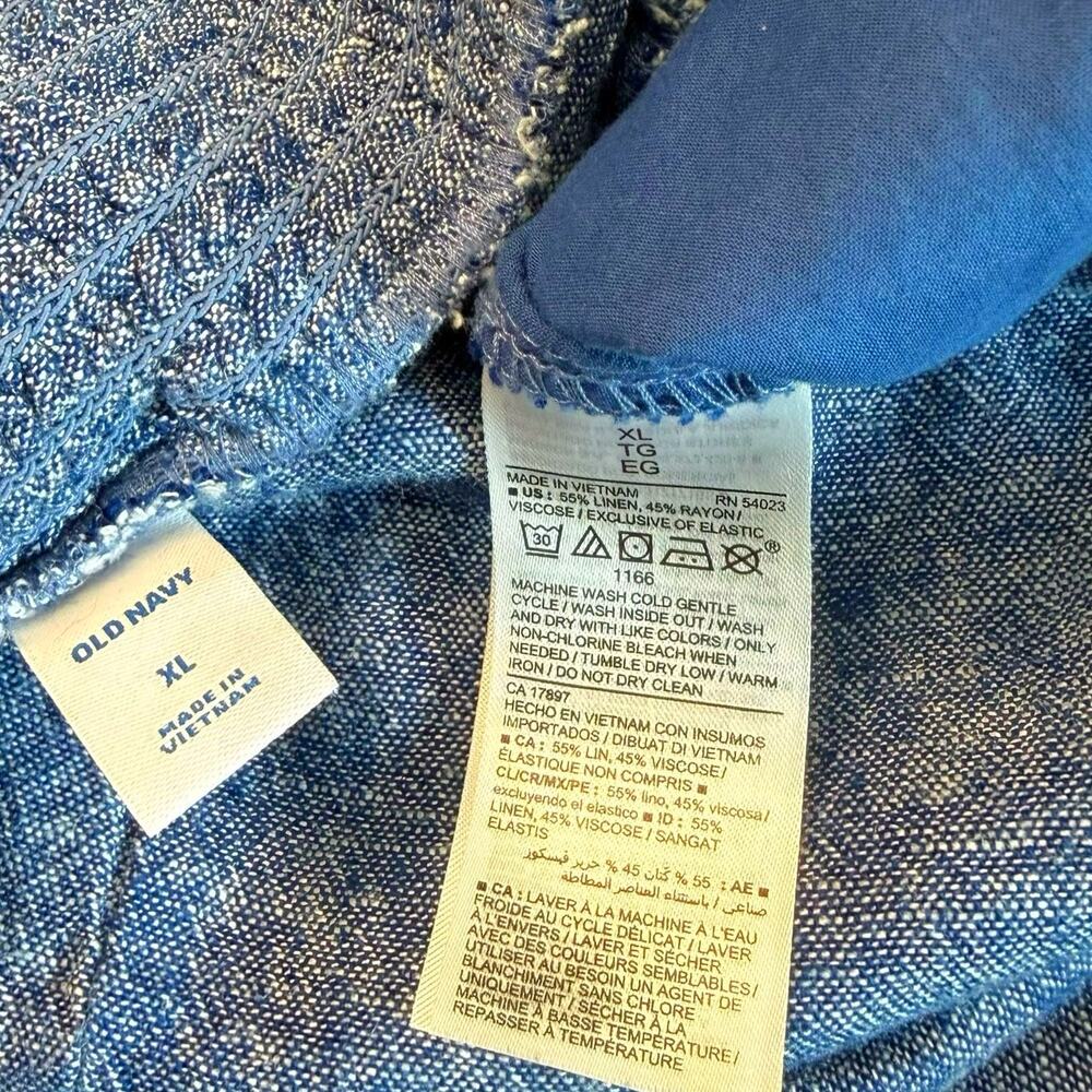 Old Navy Linen Blend Cami Jumpsuit Wide Leg Cropped Womens XL Chambray Blue Gray - Picture 11 of 11